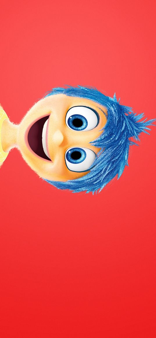 inside out, joy, face, smile, cartoon, red background