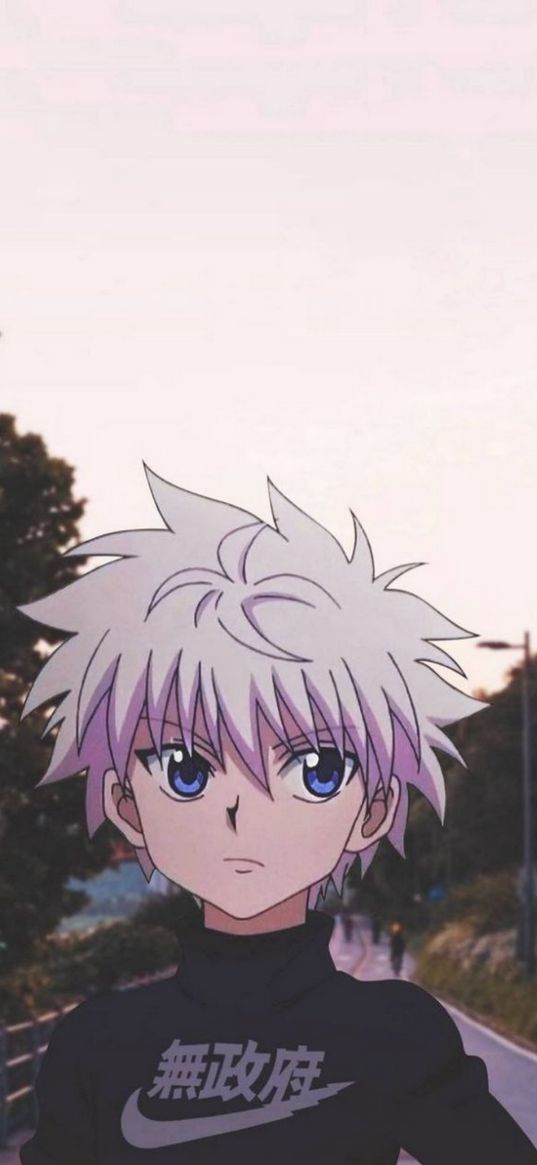 killua, anime, guy, sky, background