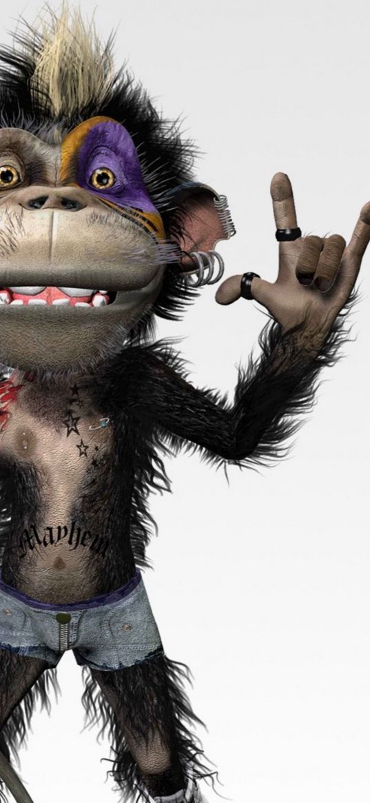 monkey, graphics, rock, tattoo, rings, creative