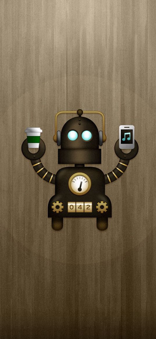 robot, glass, phone, vector