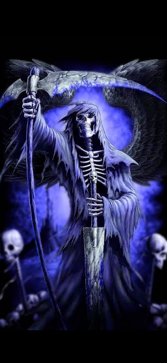 reaper, skull, sword, blue