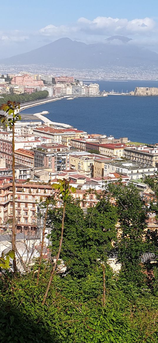 naples, city, italy, sea, nature, architecture