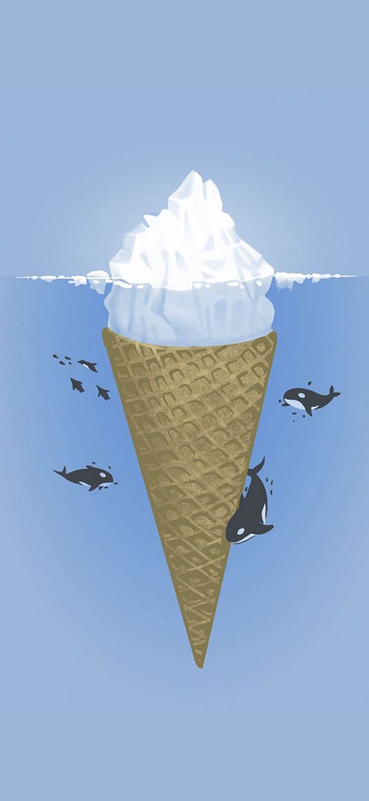 ice-cream, dolphin, sea