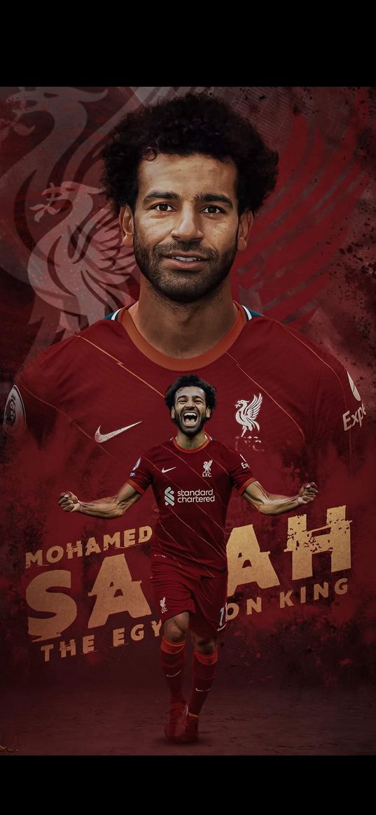 mohamed salah, soccer player, red, gold