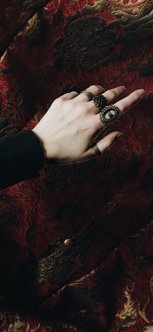 aesthetics, rings, girl, hand, textile