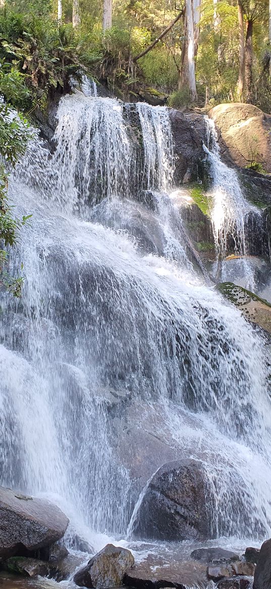 waterfall, australia, water, stones, rocks, nature