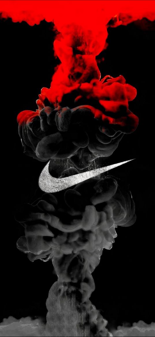 nike, smoke, logo, dark, red, gray, style