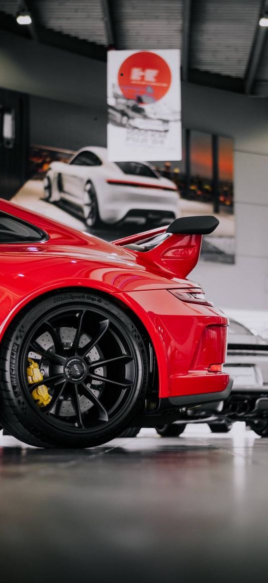 porsche, car, red, wheel, car dealership