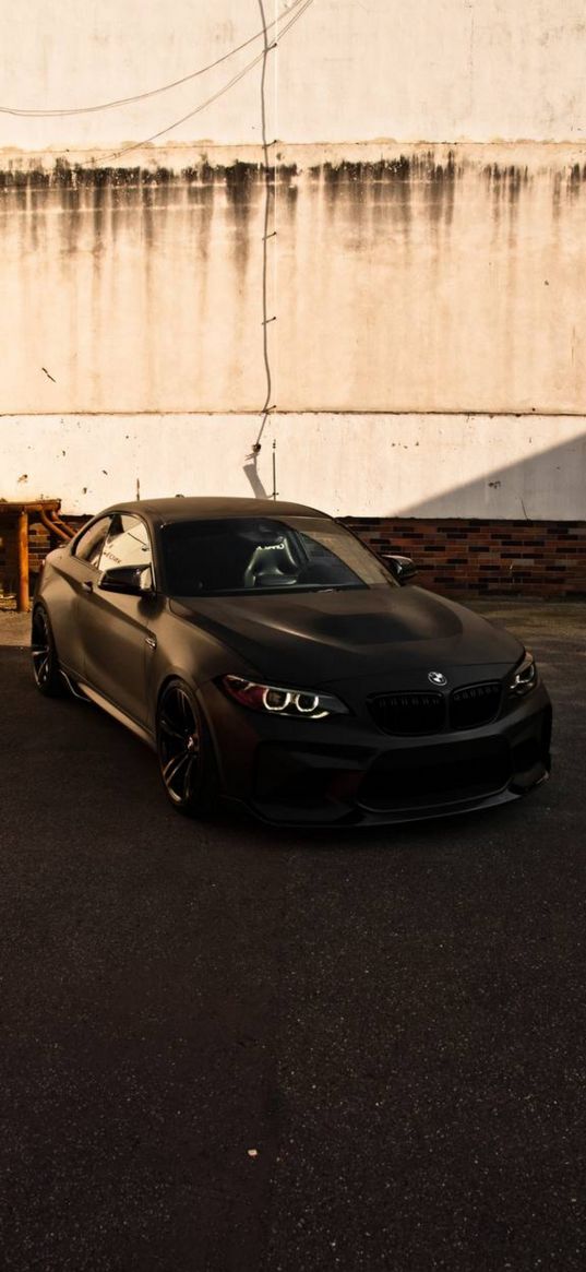 bmw, car, black, matte, street