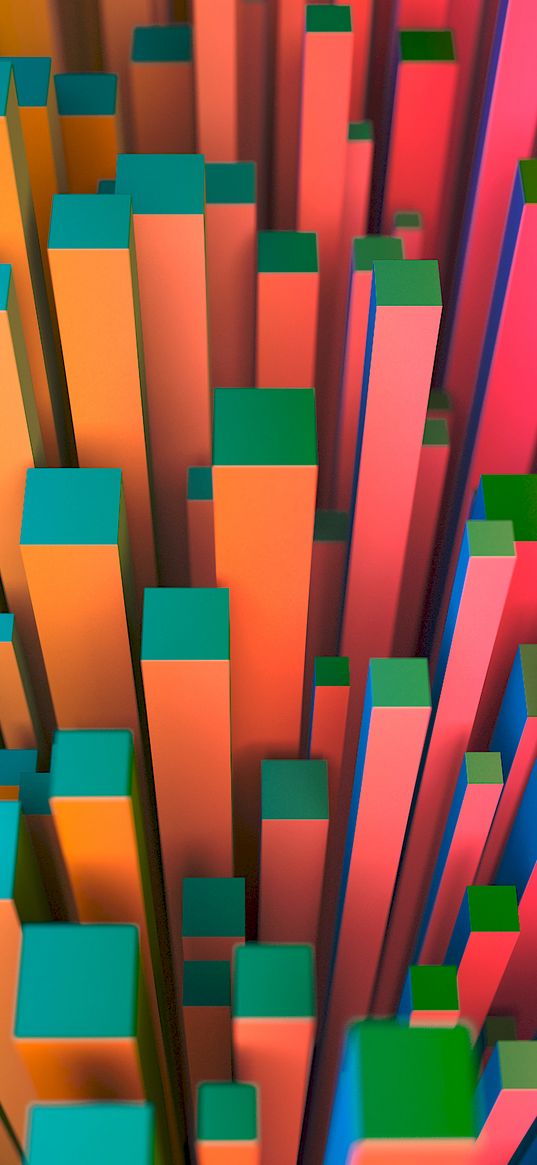 pillars, squares, volume, colorful, 3d