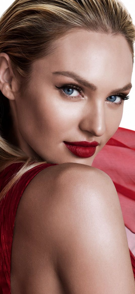 candice swanepoel, girl, model, red lipstick