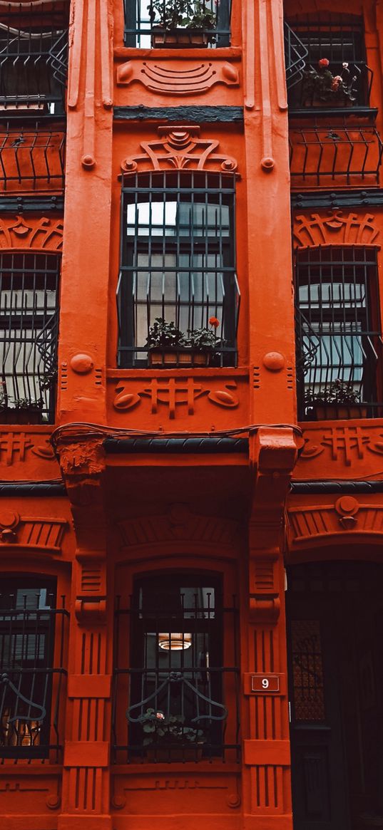 building, apartment, red, casual, daily, city, architecture