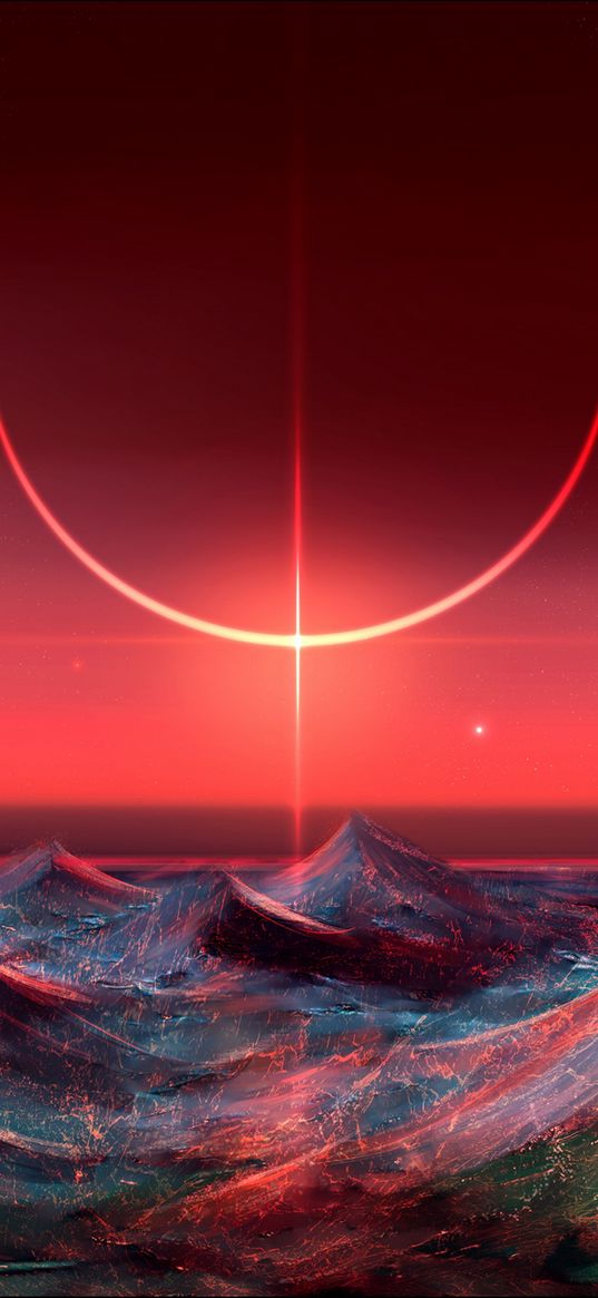 digital art, light, sun, horizon