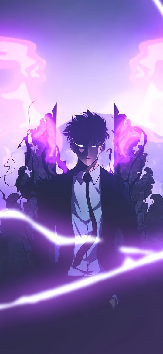 fictional character, man, art, purple, solo leveling, sung jin-woo