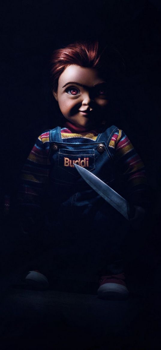 chucky eddie, curse of chucky, doll, knife, film, chucky, baby