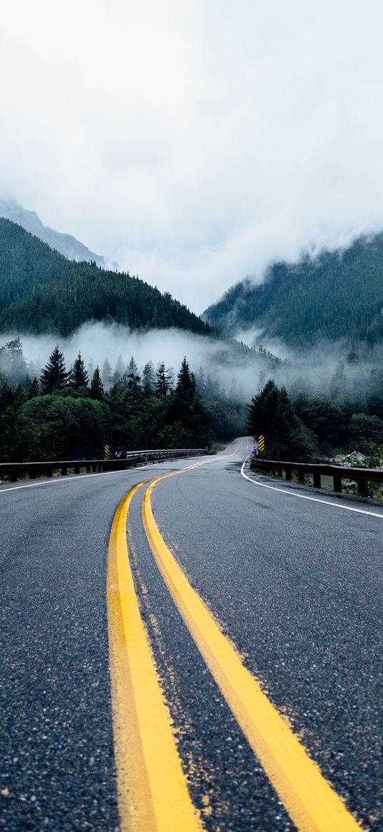 asphalt, road, nature, mountains, sky, travel