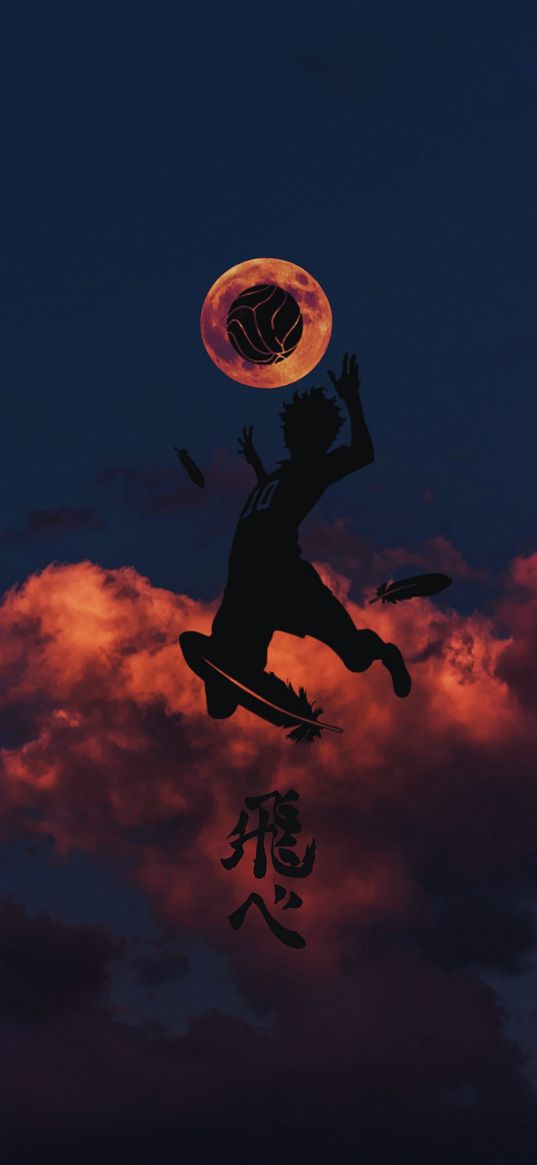 haikyu, hinata shoyo, volleyball player, sports, anime, manga, flying