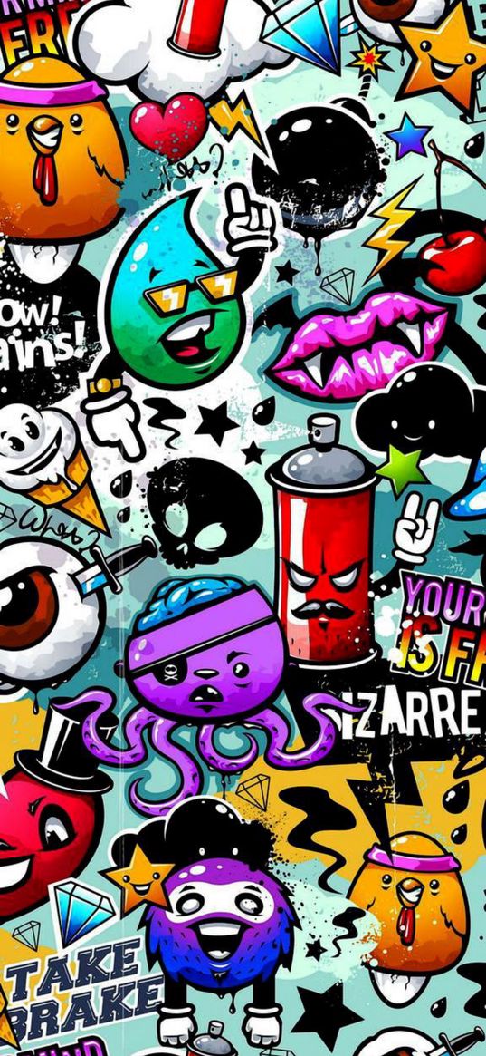 stickers, stamps, drawings, colors, graffiti, emotions