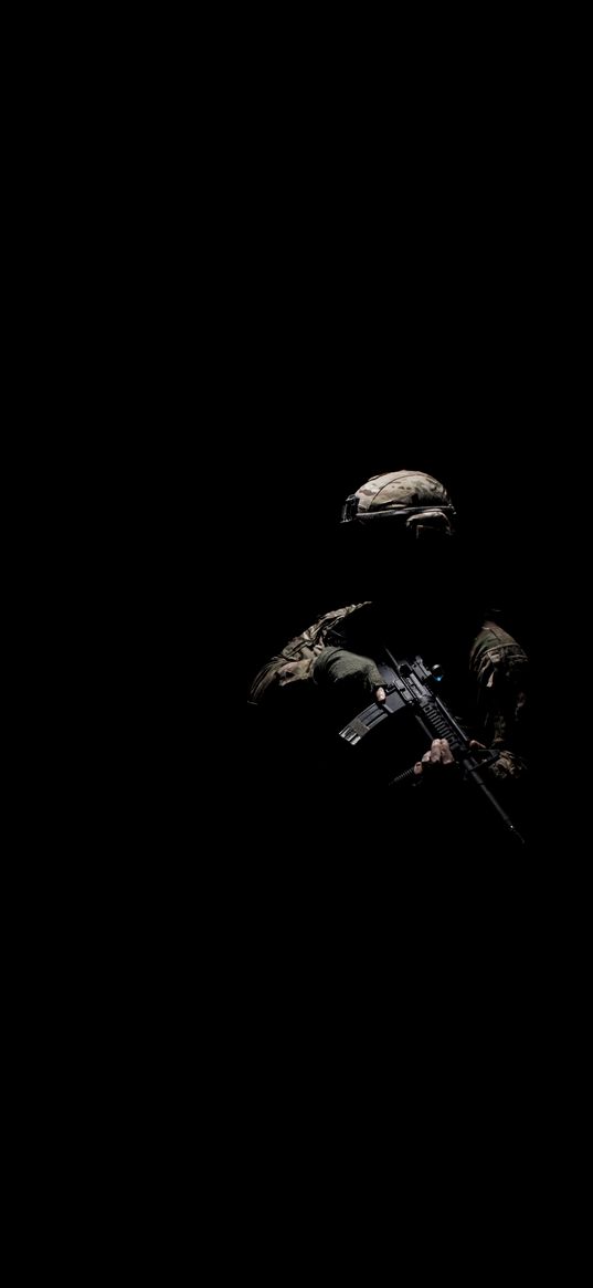 soldier, rifle, weapon, shadow, silhouette, black background