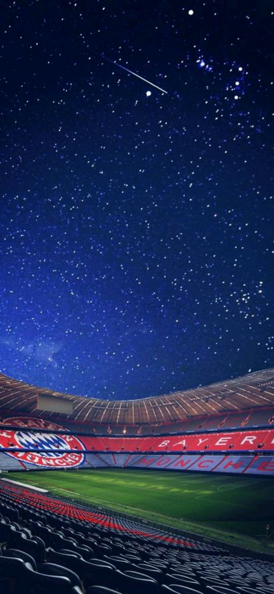 stadium, bayern munich, football field, starry night