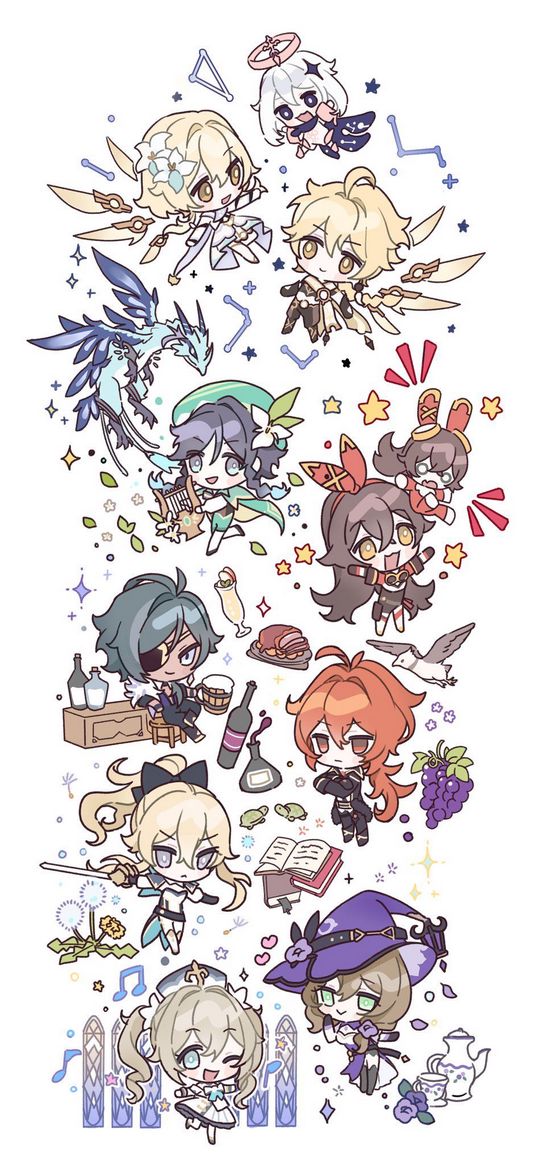 chibi, genshin impact, characters, video games