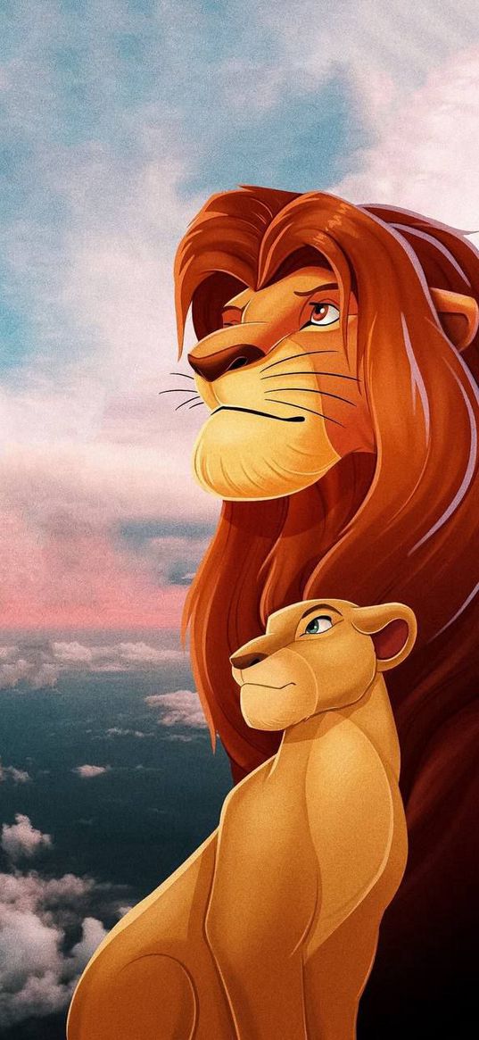 the lion king, mufasa, simba, nala, lion, cartoon, couple, love