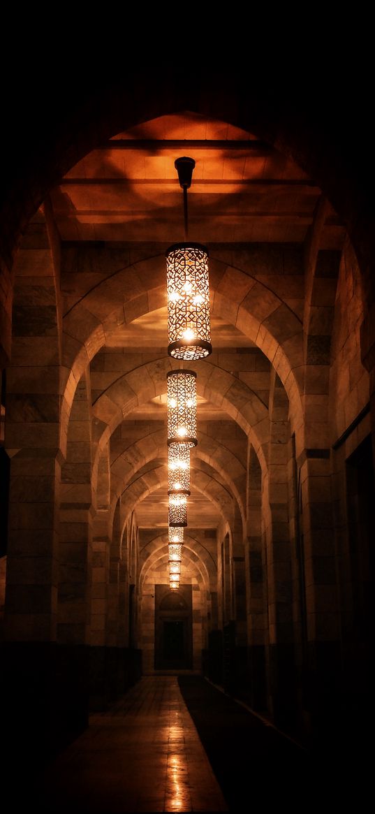 night, lighting, columns