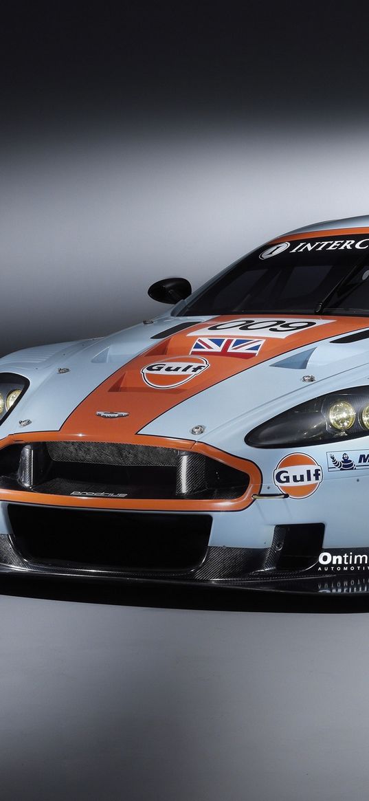 aston martin, dbr9, 2008, white, front view, style, cars, sports