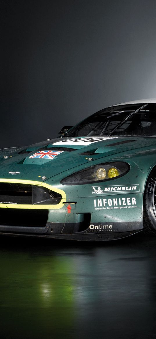 aston martin, dbr9, 2007, green, side view, style, sports, auto