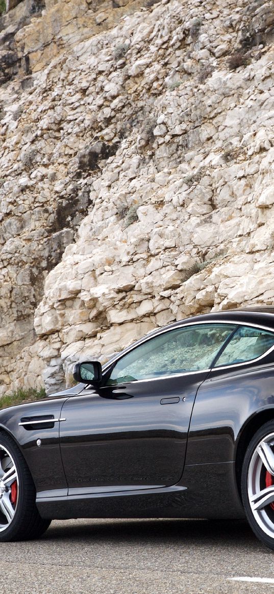 aston martin, db9, 2006, black, side view, style, cars, sports, rock