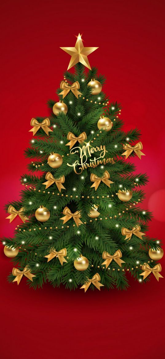 christmas, tree, holiday, decors, red background