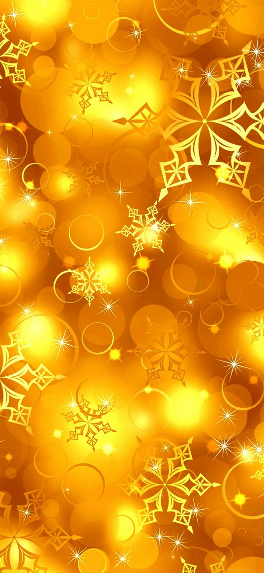 winter background, snowflakes, bokeh, glitter, gold color