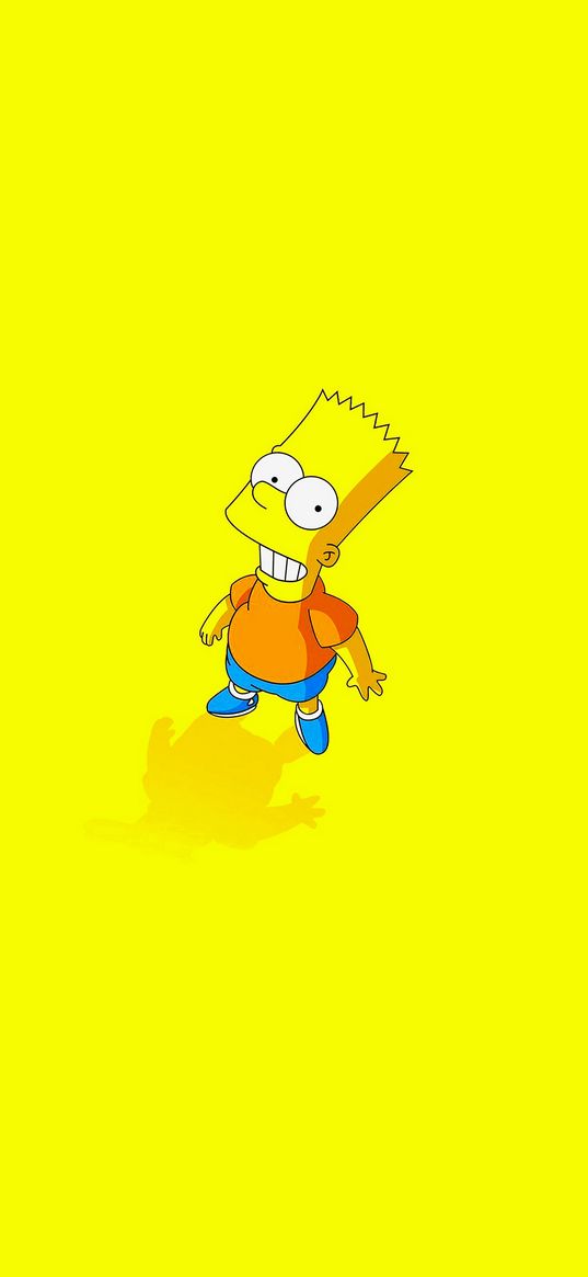 character, cartoon, boy, yellow, bright background, bart simpson, the simpsons