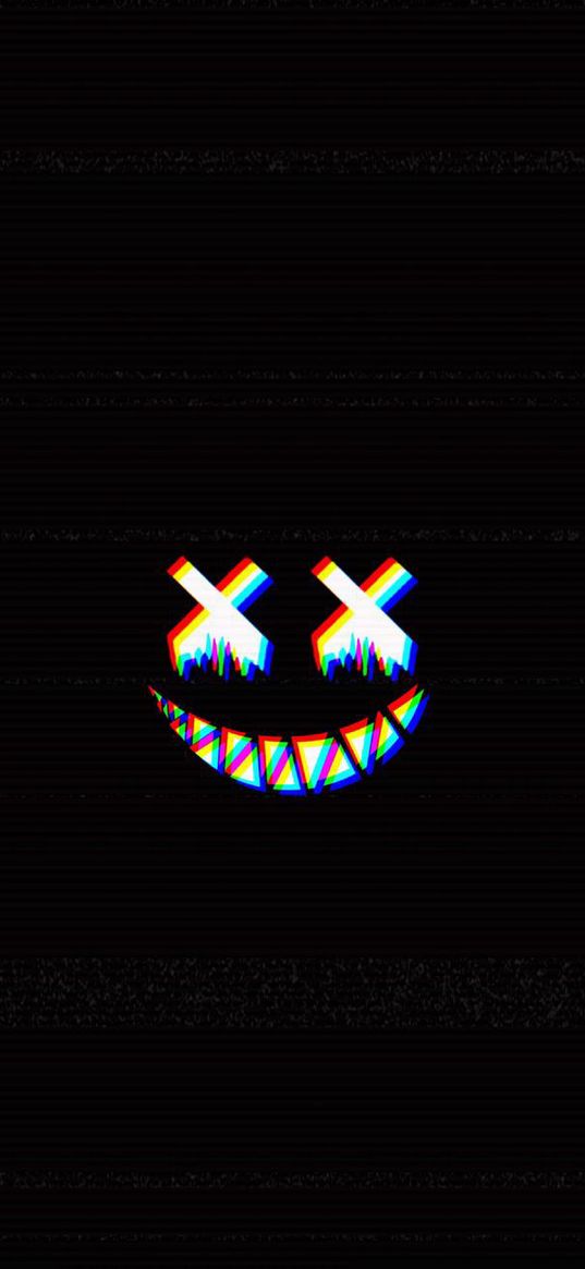 mad smile, black, dark, x