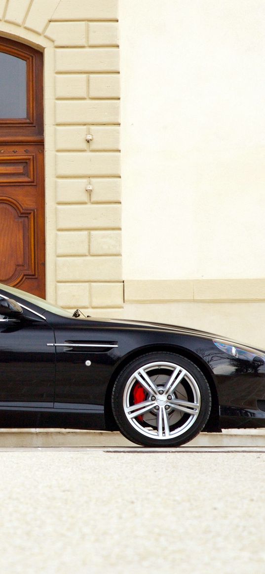 aston martin, db9, 2006, black, side view, sports, style, cars, building