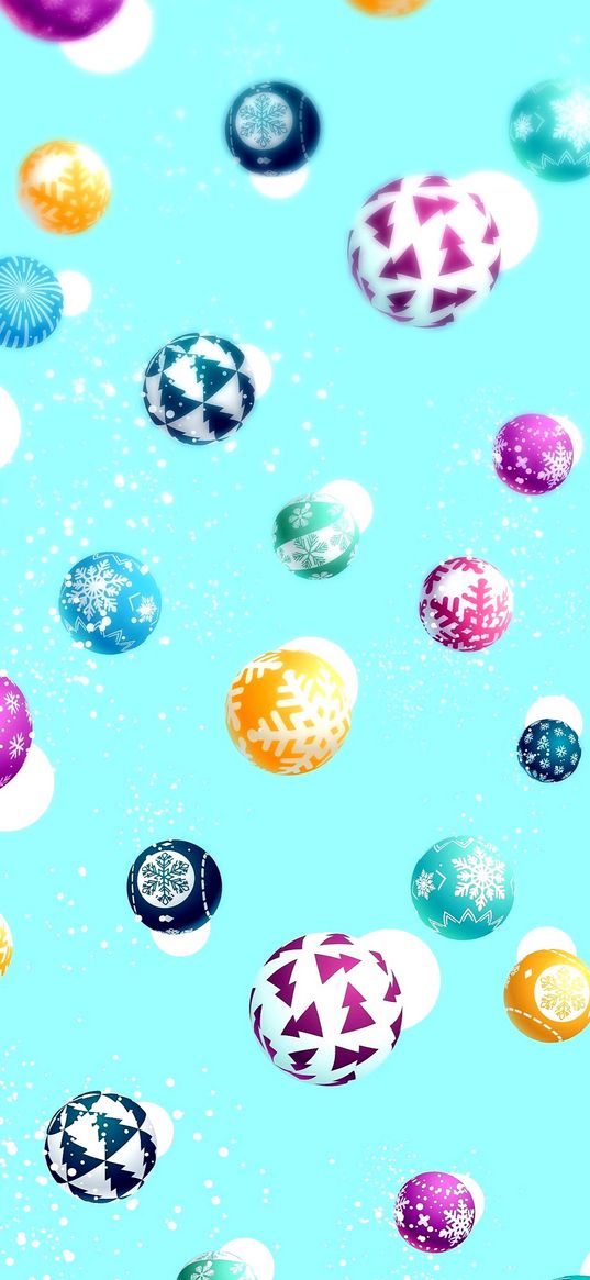 christmas balls, abstraction, blue background