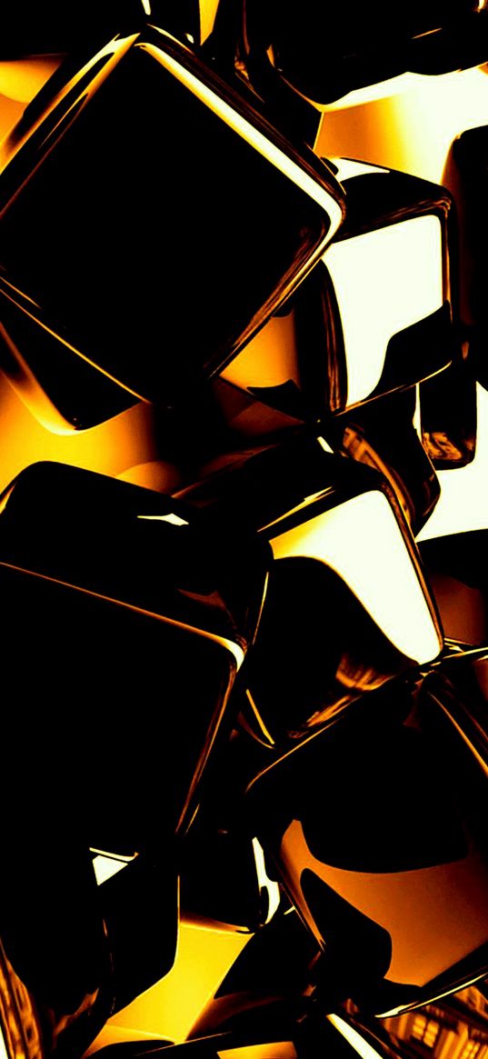 abstraction, cubes, gold colo