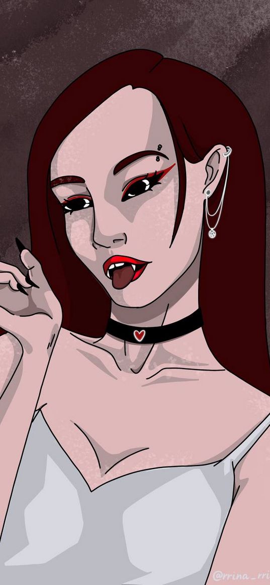 girl, illustration, vampire, art