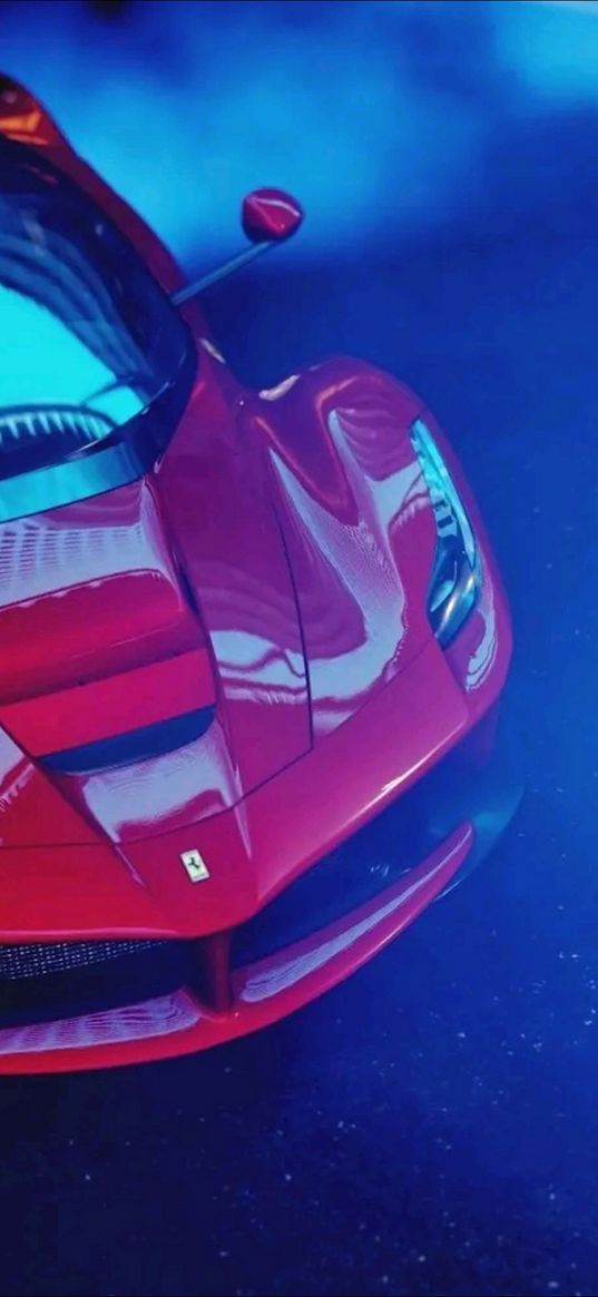 ferrari, car, red, wallpaper, blue background