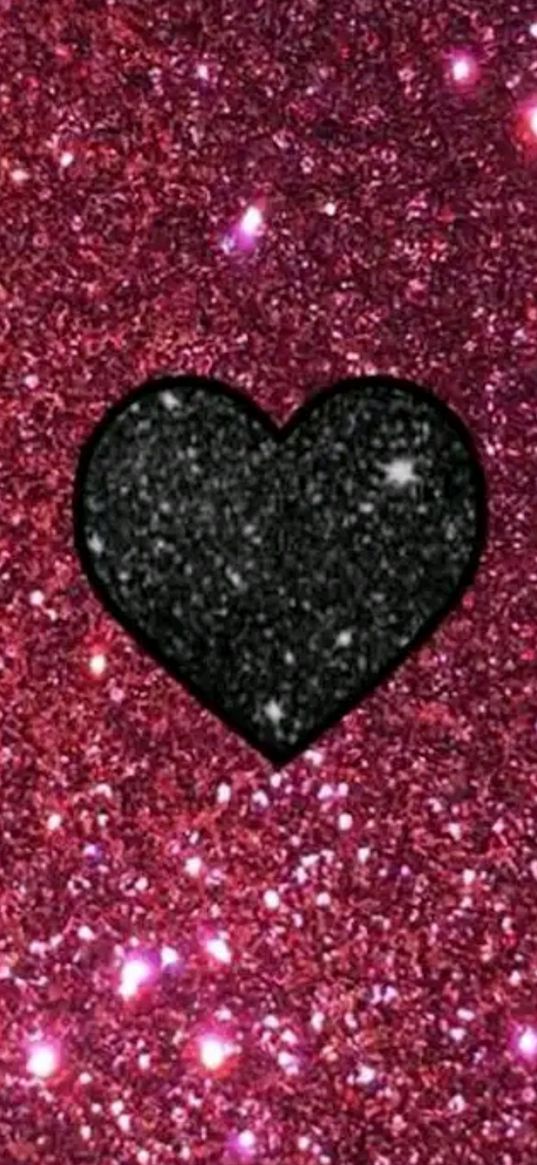 sequins, heart, pink, black, wallpaper, glitter