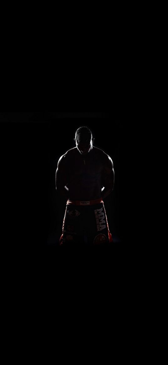 athlete, boxer, fighter, silhouette, black background