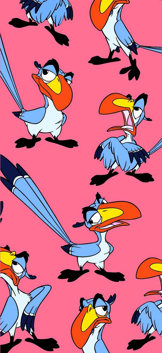 bird, character, disney, pink background