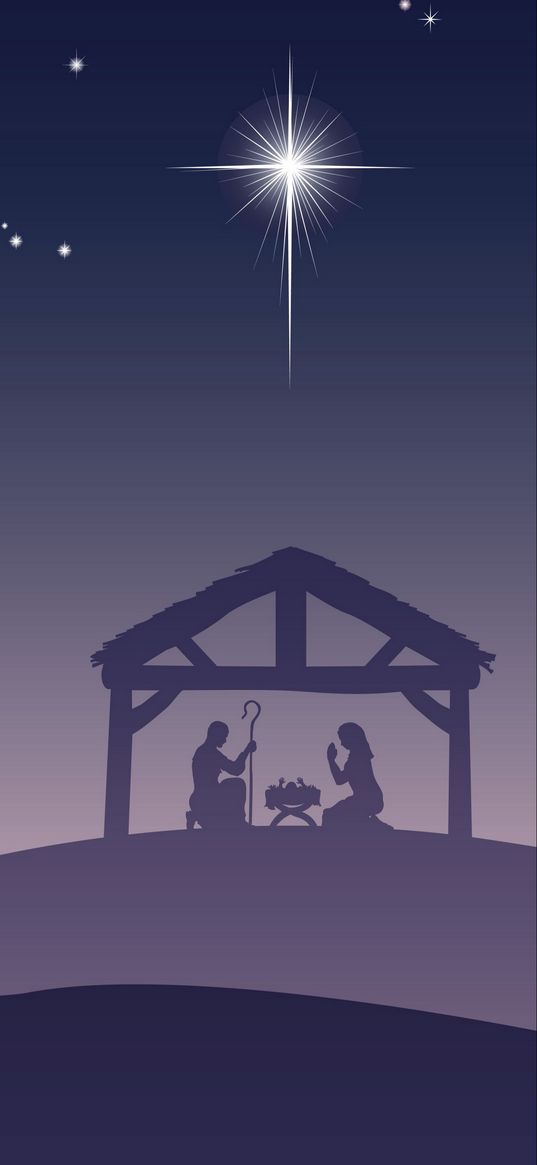 christmas, jesus, silhouette, star, blue background