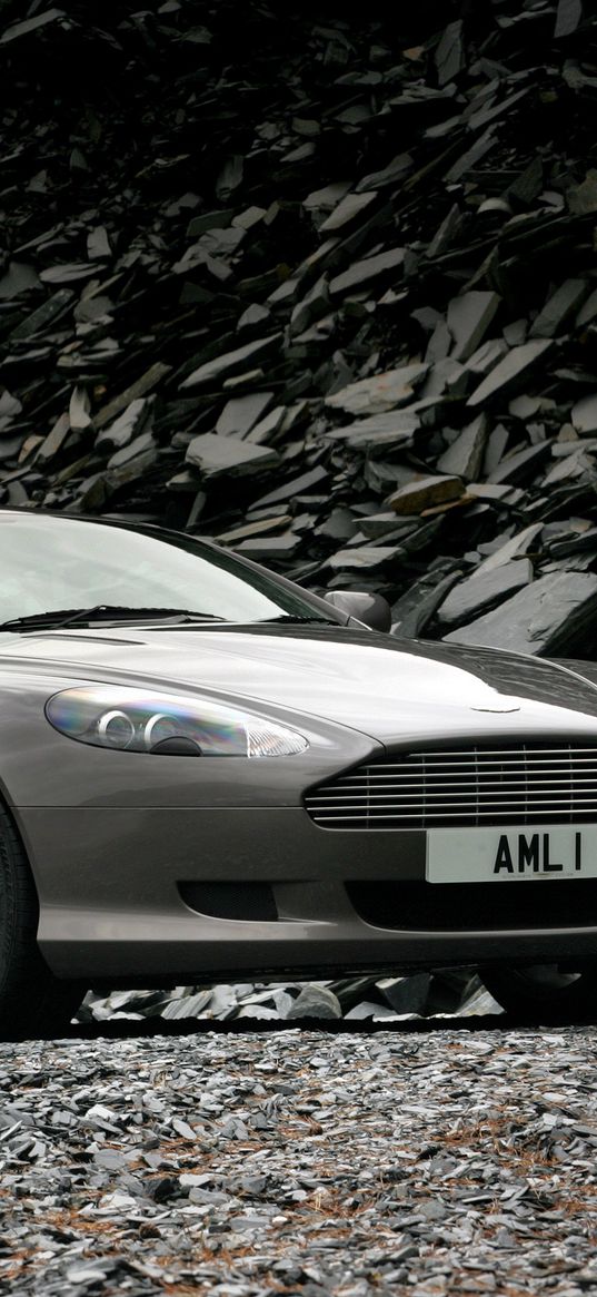 aston martin, db9, 2004, metallic gray, side view, style, cars