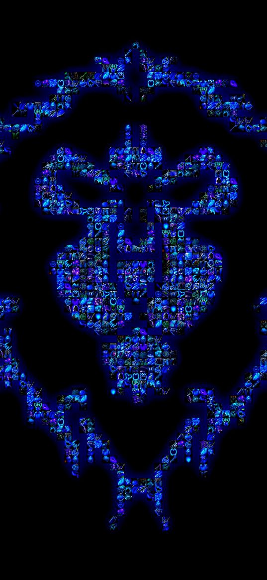 lion, silhouette, blue, black background, digital art