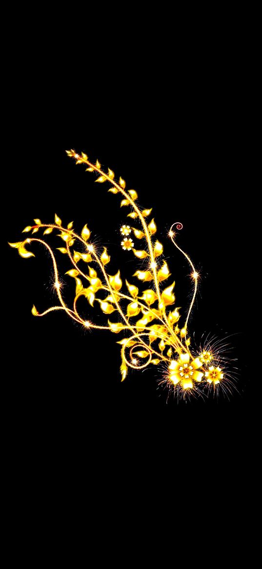 spikelet, gold color, black background