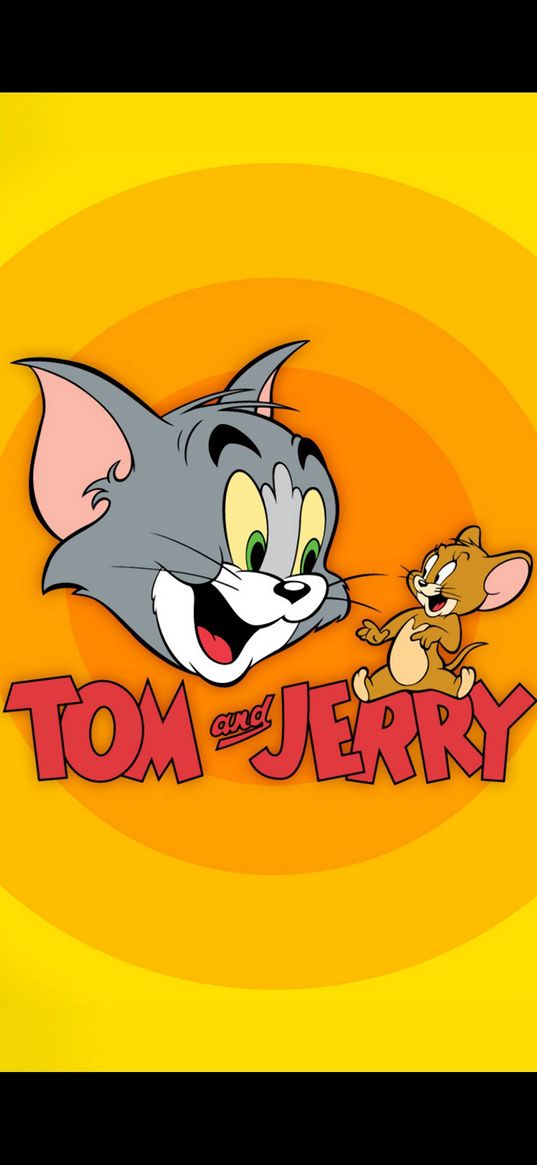 tom and jerry, cat, mouse, cartoon, characters, yellow background