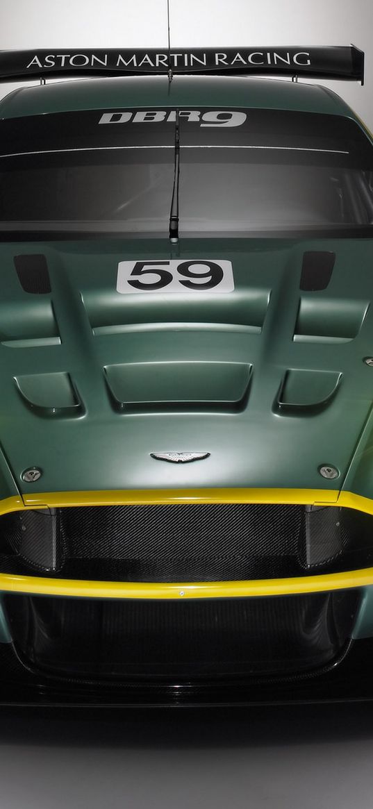 aston martin, dbr9, 2005, green, front view, style, sports, car, racing car