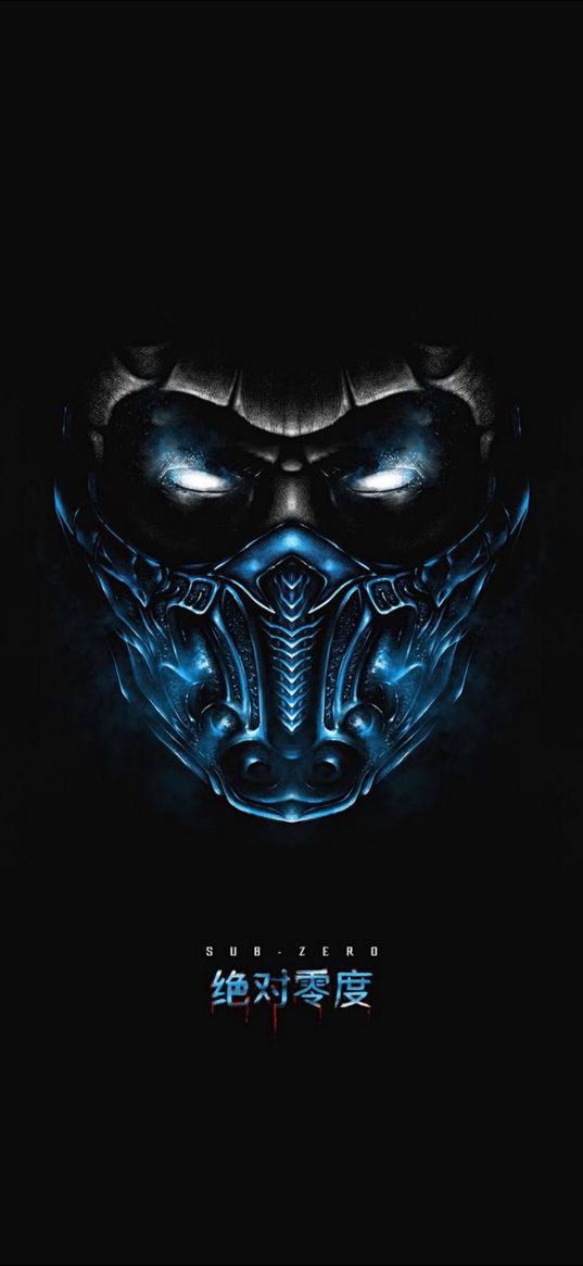 mortal kombat, sub zero, game, fighter, hero, mask, black background