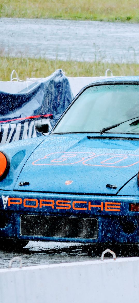 porsche 911, old, car, rain, retro